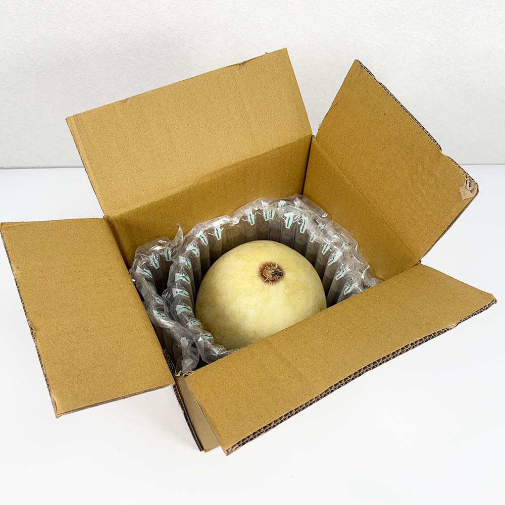 氣柱袋包裝哈密瓜,提供360度防護避免運送損傷