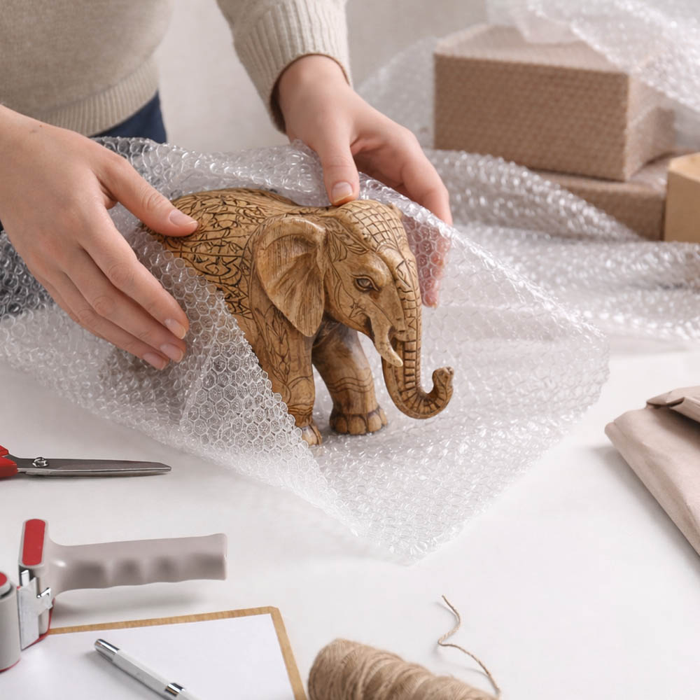 氣泡紙包裝木雕藝術品，提升小型家居裝飾品在運送過程中的防護穩定度