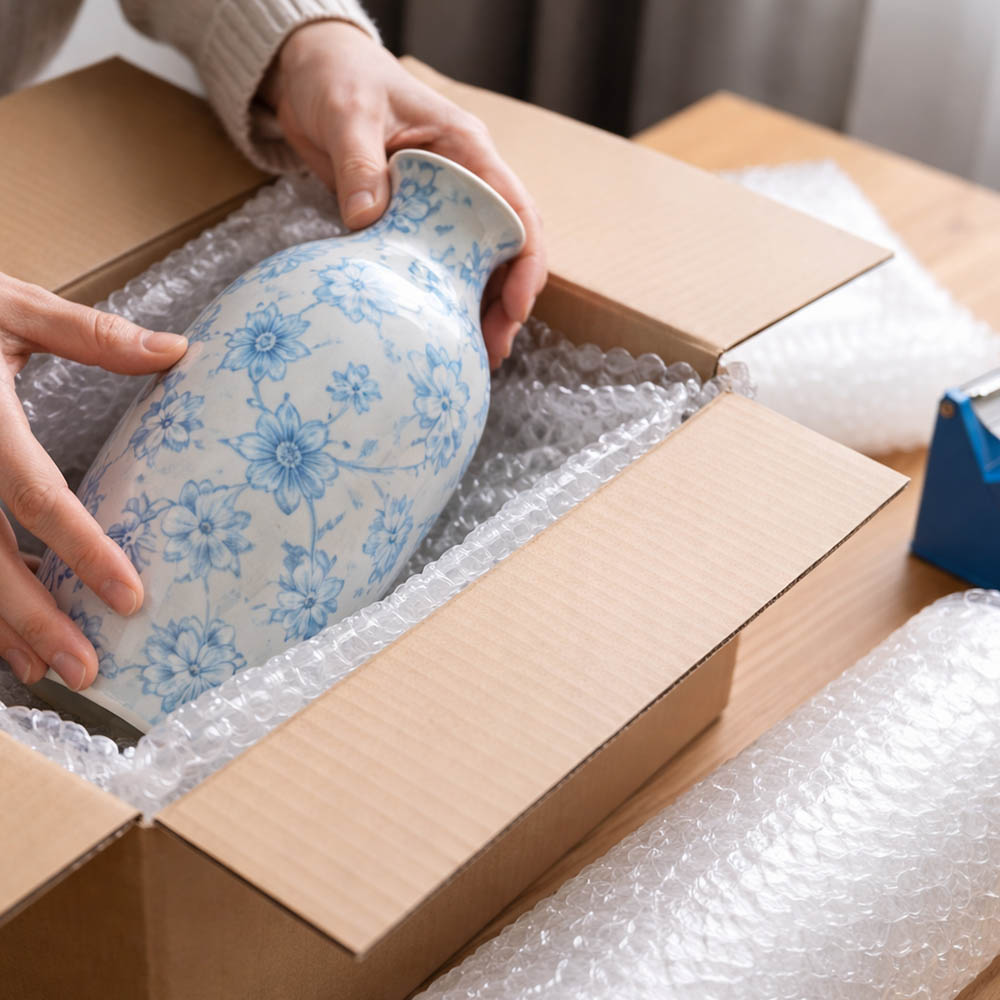 氣泡紙包裝陶瓷花瓶，降低小型家居裝飾品在出貨過程中的破損風險