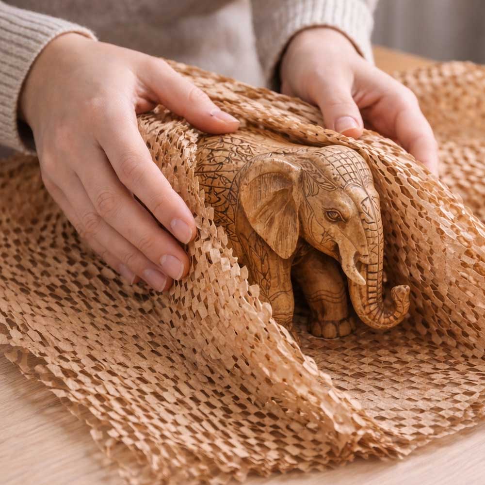 以蜂巢紙包裝木雕藝術品，提升小型家居裝飾品出貨時的防護穩定度