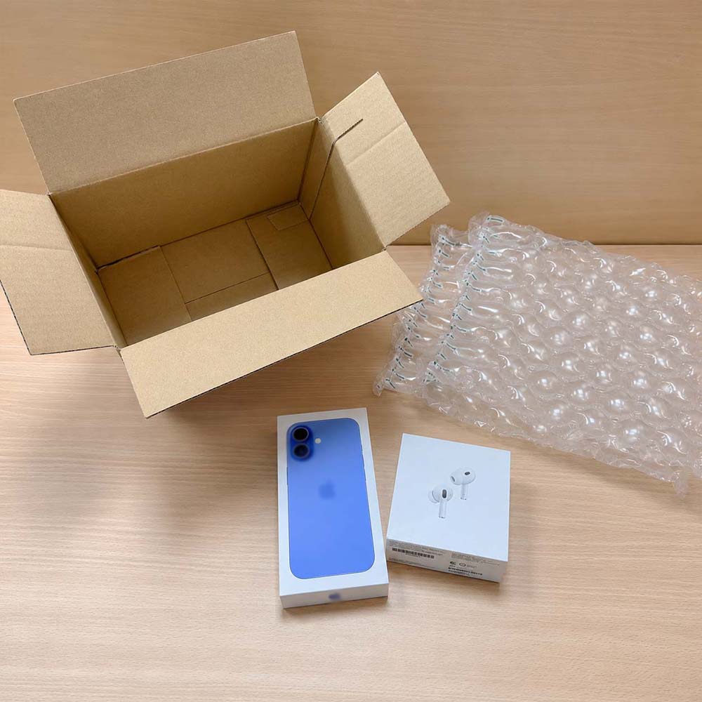 葫蘆型膠膜手動充氣包裝示意，小型電商與蝦皮賣家使用不用機器充氣的緩衝包材保護手機與耳機商品出貨
